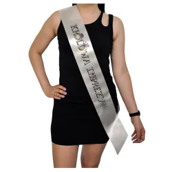 Szarfa ECRU Osiemnastka Królowa imprezy